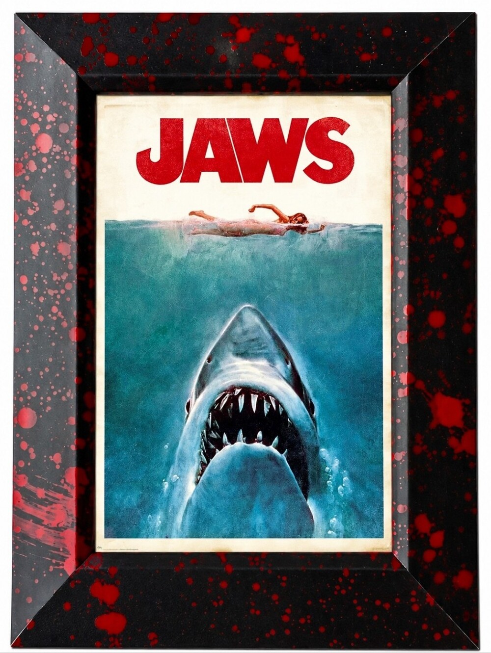 Vintage Horror Bloody Halloween Sharks Jaws Grunge Framed Art Print Home Decor